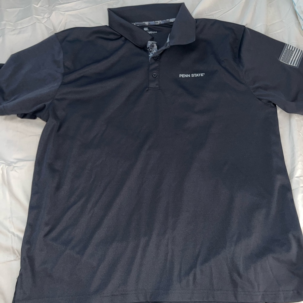 Colosseum Men's Military Appreciation Charcoal Polo with Penn State Emblem